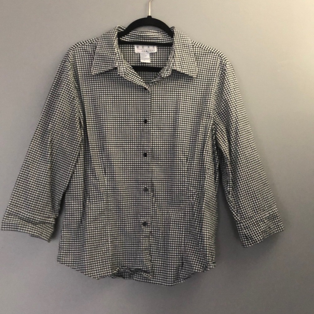 Black and White Checkered Plaid Button Up